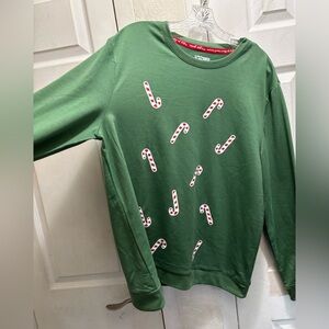 Muk Luks Green Sweatshirt with Candy Cane Design